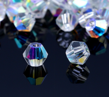 Facet kralen glas rondelle (konisch) 3 mm - Crystal AB (per 144 stuks)