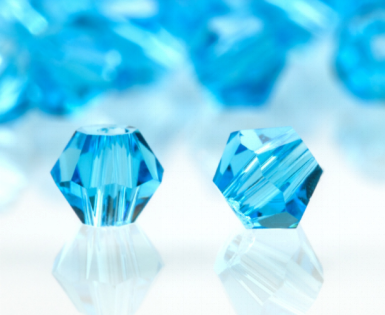 Aquamarine Facet kralen glas rondelle (konisch) 3 mm (per 144 stuks)