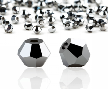 Facet kralen glas rondelle (konisch) 4 mm - Hematite (per 144 stuks)