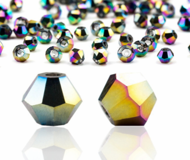 Metallic Mixed Colors Facet kralen glas rondelle (konisch) 4 mm (per 144 stuks)