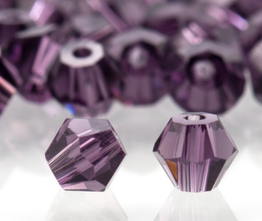 Amethyst Facet kralen glas rondelle (konisch) 4 mm (per 144 stuks)