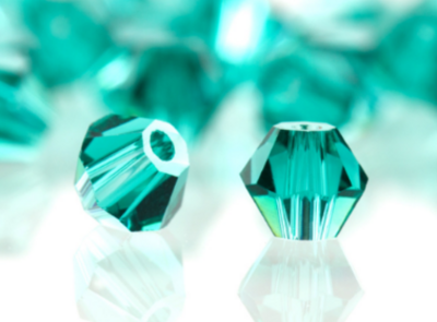Facet kralen glas rondelle (konisch) 6 mm - Emerald (per 70 stuks)