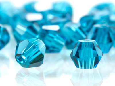 Blue Zircon Facet kralen glas rondelle (konisch) 6 mm (per 72 stuks)
