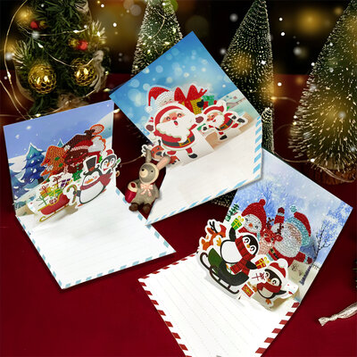 Diamond Painting 3D Kerstkaarten - Set van 6 stuks (Partial) vormen special