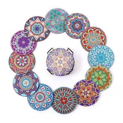 Diamond Painting Onderzetters set van 12 stuks -  Mandala's