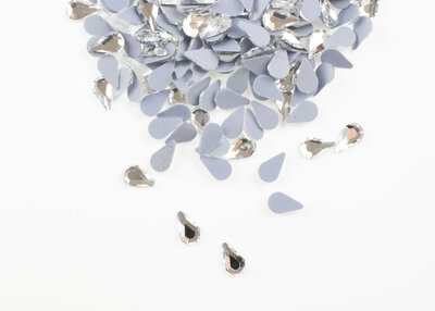 Druppel Vlak 8 mm Crystal Hotfix Rhinestones Figuren Superior Glamour (1010)CR