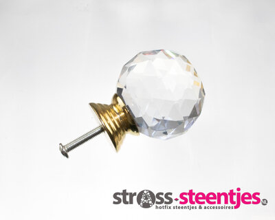 Deurknoppen 40 mm Gouden voet Kleur Crystal