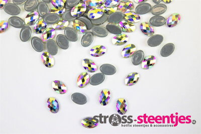 Bolle ovaal 6 mm Crystal AB Hotfix Rhinestones Figuren Superior Glamour (1067)