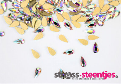 Druppel 6x3 mm Crystal AB Non hotfix Rhinestones figuren Superior Glamour (5001)