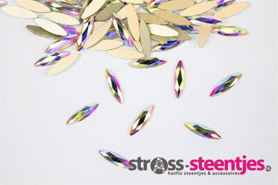 Rijstkorrel 11 mm Crystal AB Non hotfix Rhinestones figuren Superior Glamour (5021)