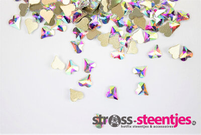 Ongelijk Hartje 6 mm Crystal AB Non hotfix Rhinestones figuren Superior Glamour (5048)