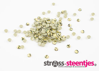Hotfix Epoxy 4 mm Beige met goudglans tijger motief (ca. 275 stuks)