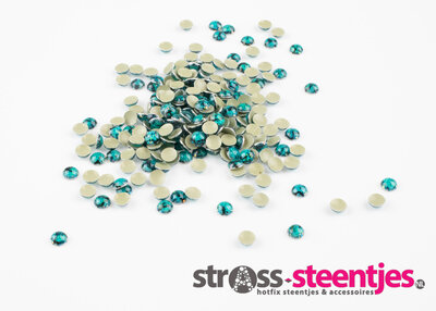 Hotfix Epoxy 4 mm Blauw met goudglans tijger motief (ca. 275 stuks)