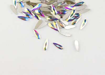 Druppel smal 8 mm Crystal AB Non hotfix Rhinestones figuren Superior Glamour (5006)Cr.AB