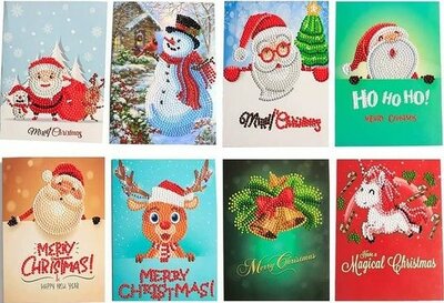 Diamond Painting Kerstkaarten - Set van 8 stuks (Partial)