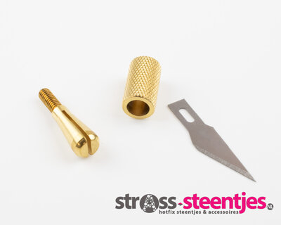 Hotfix applicator opzetstukje hot knife mesje opschroefbaar goud kleurig