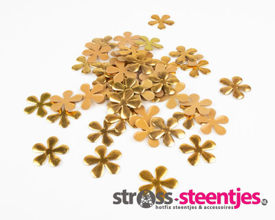 Hotfix Nailheads Kleur Goud Bloem (ca. 35 stuks)