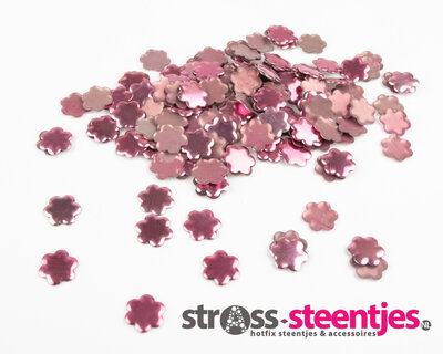 Hotfix Nailheads Kleur Roze Bloem (ca. 45 stuks)