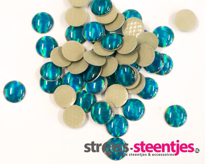 Hotfix Epoxy 8 mm Blauw met holografische glans (ca. 45 stuks)