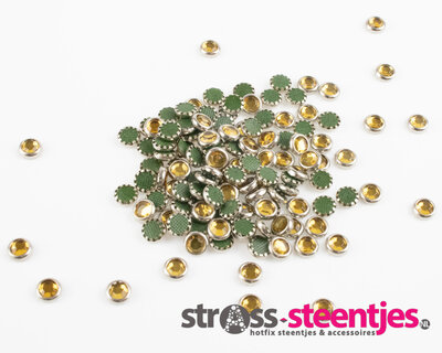 Hotfix Trim SS 16 Kleur Topaz in Silver cup (per 144 stuks)