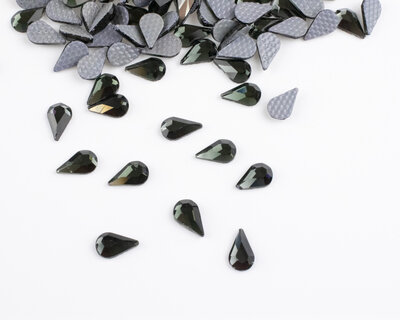 Druppel Vlak 8 mm Black Diamond Hotfix Rhinestones Figuren Superior Glamour (1010)BLD