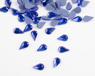 Druppel Vlak 8 mm Sapphire Hotfix Rhinestones Figuren Superior Glamour (1010)SAP