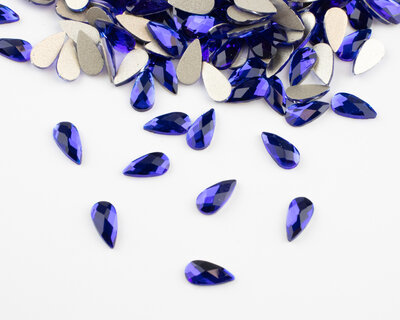 Druppel 8x4 mm Cobalt Blue Non hotfix Rhinestones figuren Superior Glamour (5003) COB