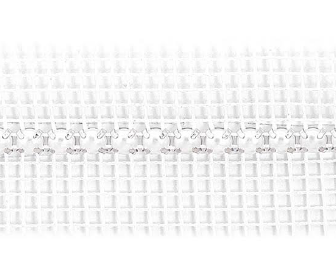 Metal Banding Superior Glamour SS12 (3mm) Crystal - Silver Banding 1 rij met wit gaasband aan 2 kanten (per meter)