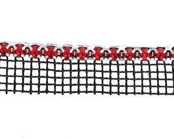 Metal Banding Superior Glamour SS12 (3mm) Light Siam - Silver Banding 1 rij met zwart gaasband aan 1 kant (per meter)