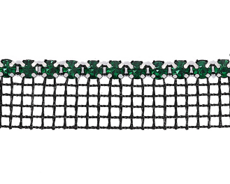 Metal Banding Superior Glamour SS12 (3mm) Emerald - Silver Banding 1 rij met zwart gaasband aan 1 kant (per meter)