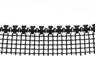Metal Banding Superior Glamour SS16 (4mm) Jet - Silver Banding 1 rij met zwart gaasband aan 1 kant (per meter)