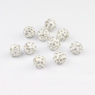 Shamballa kralen - 8mm - Wit met Crystal SHA8001