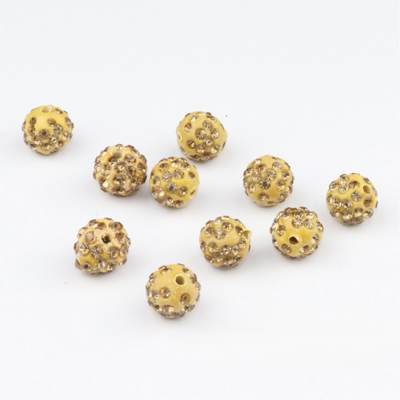 Shamballa kralen - 8 mm - Licht bruin met Lt. Colorado Topaz gatmaat 2mm (10 stuks) SHA8003