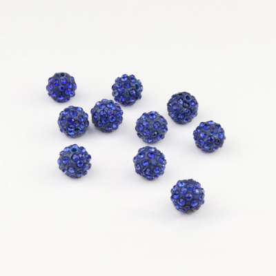 Shamballa kralen - 10 mm - Blauw met Sapphire SHA10009