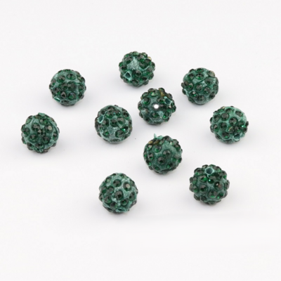 Shamballa kralen - 8 mm - Donker groen met Emerald SHA8011