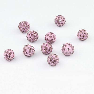 Shamballa kralen - 6 mm - Licht paars met Light Amethyst 18