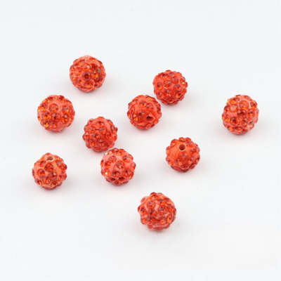 Shamballa kralen - 10 mm - Oranje met Orange SHA10023