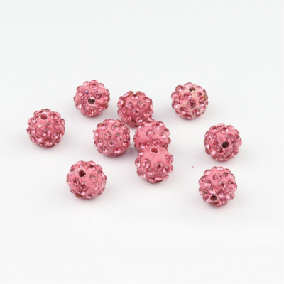 Shamballa kralen - 6 mm - Roze met Rose  28
