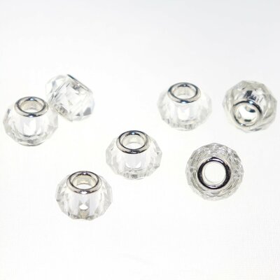 Murano style facet kralen (14 mm) Crystal (5 stuks) gatmaat 5 mm
