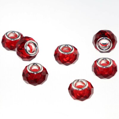 Murano style facet kralen (14 mm) Siam (5 stuks) gatmaat 5 mm