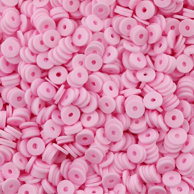 Katsuki polymeer disc kralen (6 mm) Flamingo Pink ca. 1000 stuks