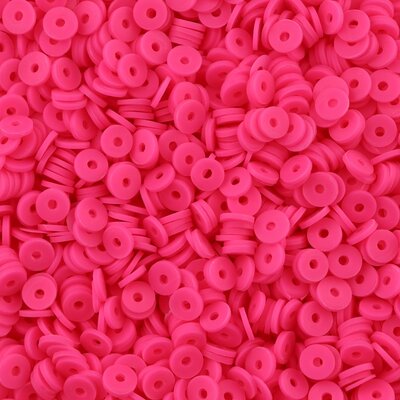 Katsuki polymeer disc kralen (6 mm) Hot Pink ca. 1000 stuks