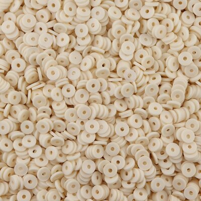 Katsuki polymeer disc kralen (6 mm) Light Beige ca. 1000 stuks