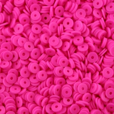 Katsuki polymeer disc kralen (6 mm) Neon Pink ca. 1000 stuks