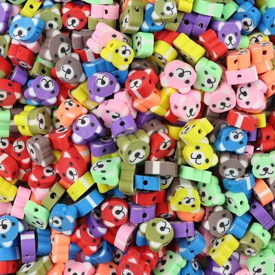 Polymeer kralen Beertjes 8x10x4,5mm multi color (50 stuks) PMF001
