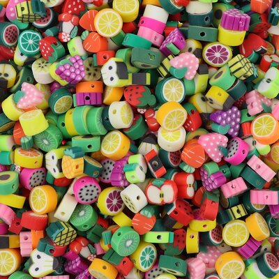 Polymeer kralen Fruit Multi Color 10x10x4,5mm (50 stuks) PMF005