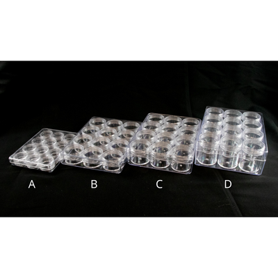Opbergdoosje C met 12 schroefdraadpotjes 12.5.x16.5x3.8 cm