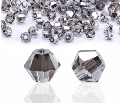 Silver Facet kralen glas rondelle (konisch) 4 mm (per 144 stuks)