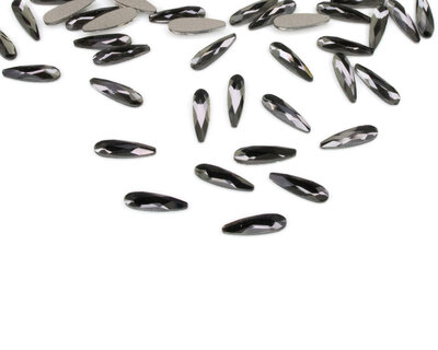 Druppel smal 10 mm Black Diamond Non hotfix Rhinestones figuren Superior Glamour (5007)Bl.D