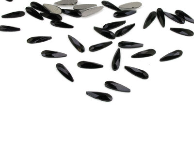 Druppel smal 10 mm Jet Non hotfix Rhinestones figuren Superior Glamour (5007)JET
